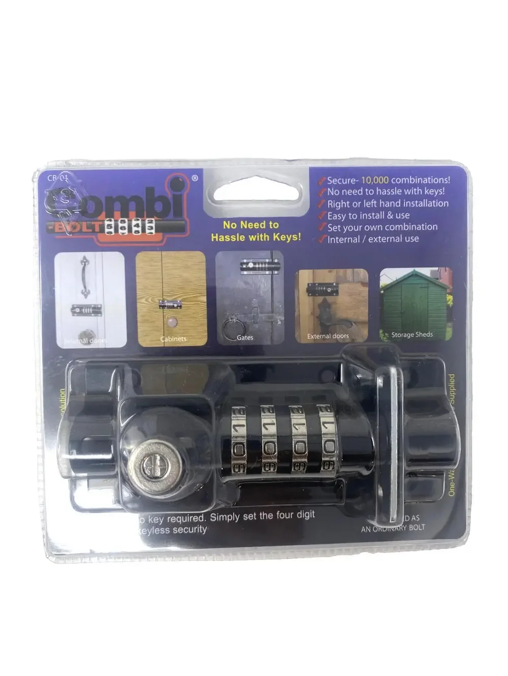 Combi Combination Sliding Bolt Lock Strong Barrel Bolt  Black